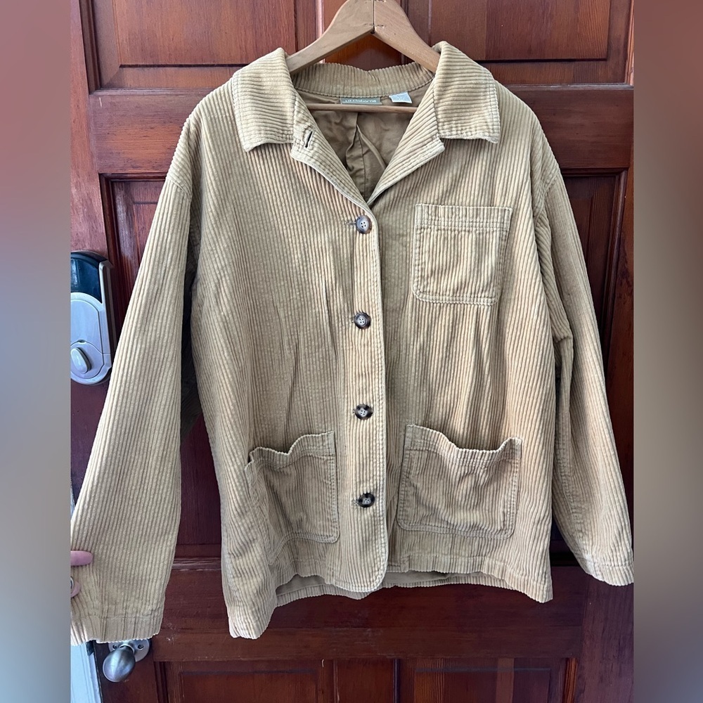Vintage Liz Claiborne Lizwear Camel Corduroy Chore Jacket Large Oversized - Picture 8 of 11